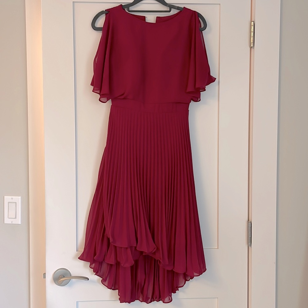 Burgundy high-low dress